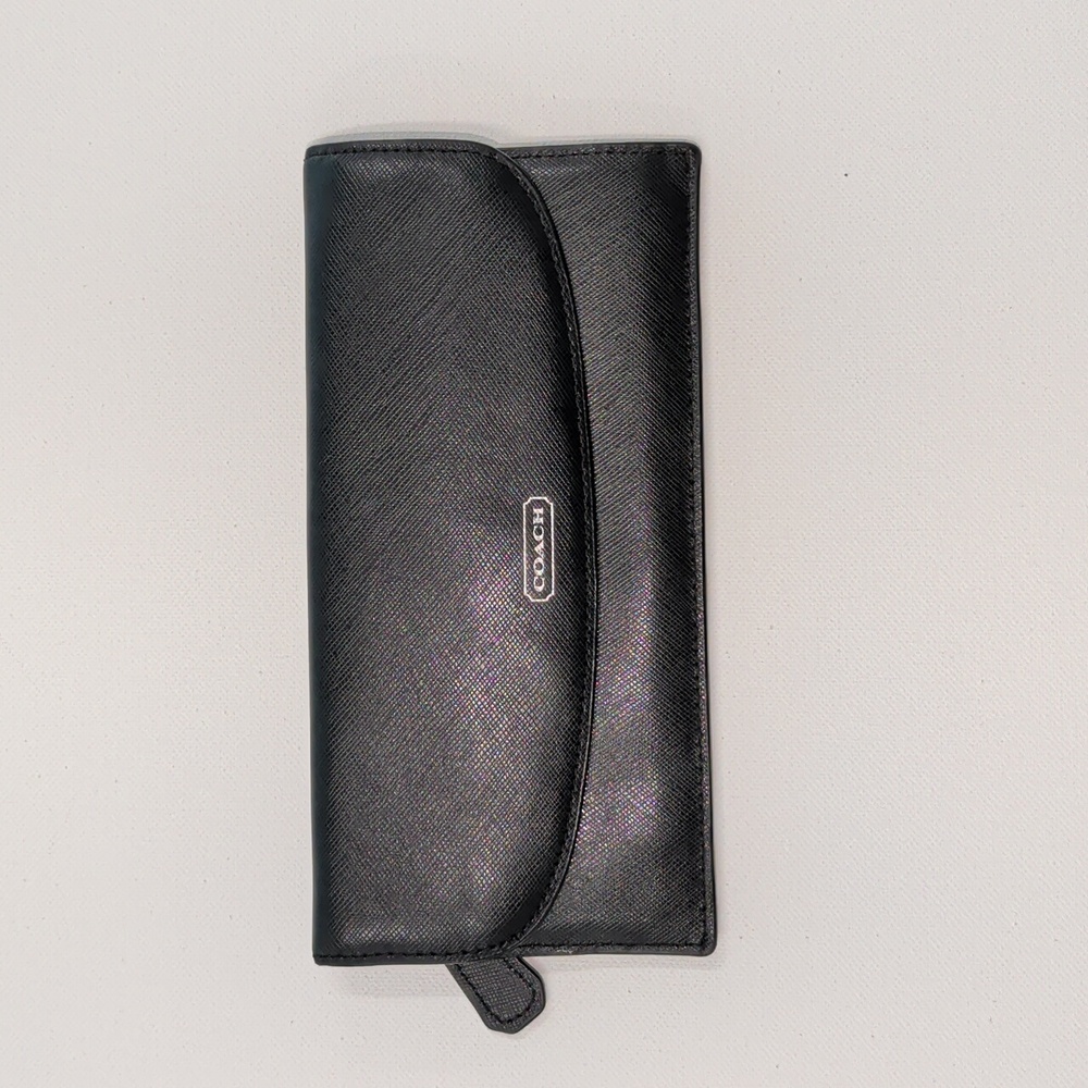 Authentic Coach Slim Envelope Wallet - Black Crossgrain Leather